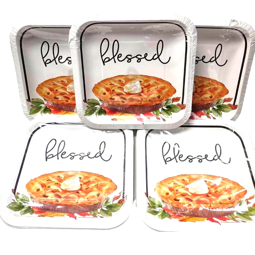 Thanksgiving Holiday Lunch Plate or Craft Accent With Blessed Pie Picture